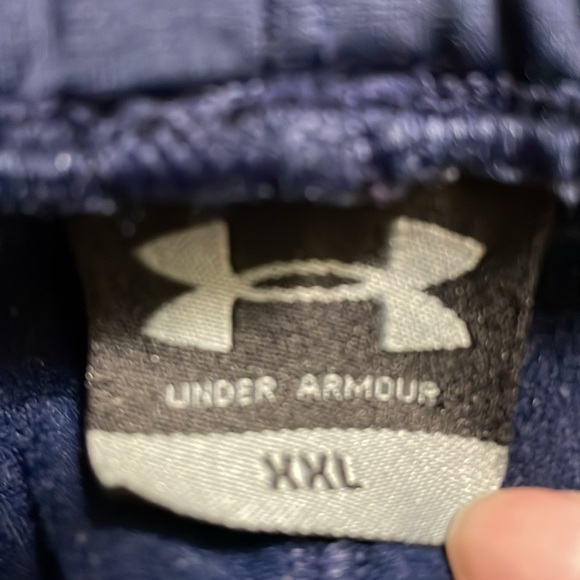 Men’s Under Armor Size XXL Sweatpants Track Pants with Leg Zippers Navy Blue - Picture 11 of 11